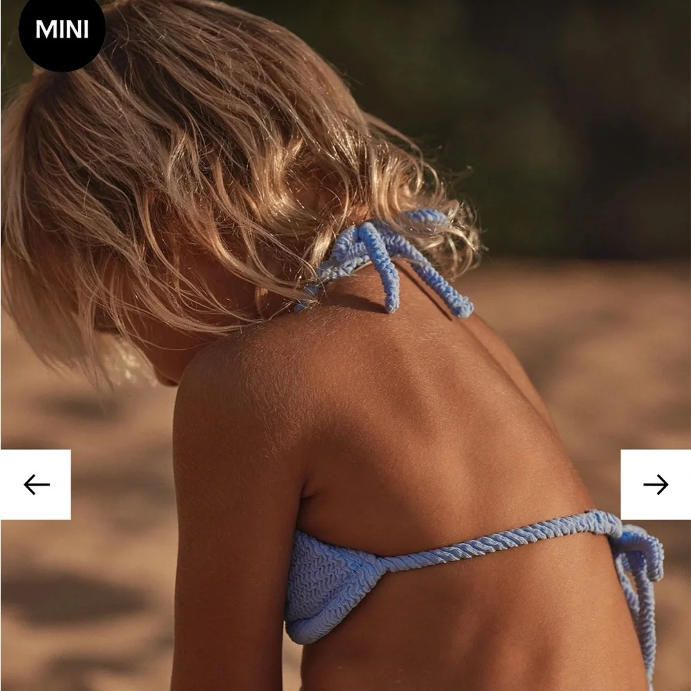 Monday Swimwear MINI Palma Top and Seychelles Bottom Bikini Set in Pool Crinkle